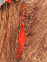 Load image into Gallery viewer, CH250 - 29" x 14.25" Live Edge Black Walnut with Fire Red Epoxy Charcuterie Board / Serving Tray