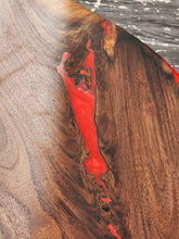 Load image into Gallery viewer, CH250 - 29" x 14.25" Live Edge Black Walnut with Fire Red Epoxy Charcuterie Board / Serving Tray