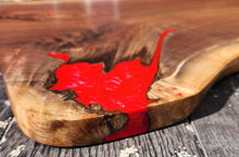 Load image into Gallery viewer, CH251 - 28" x 16" Live Edge Black Walnut with Fireworks Red Epoxy Charcuterie Board / Serving Tray