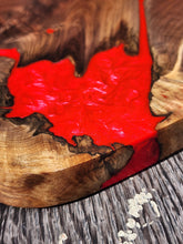 Load image into Gallery viewer, CH251 - 28" x 16" Live Edge Black Walnut with Fireworks Red Epoxy Charcuterie Board / Serving Tray