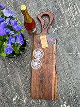 Load image into Gallery viewer, CH243 - 29.5" x 9" Live Edge Black Walnut with Cobalt Blue Epoxy Charcuterie Board / Serving Tray