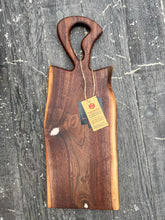 Load image into Gallery viewer, CH242 - 24" x 9" Live Edge Black Walnut with Pearl Red Epoxy Charcuterie Board / Serving Tray