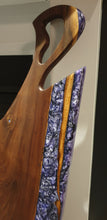 Load image into Gallery viewer, CH225 - 37.5" x 16.25" Black Walnut with Purple pearl and black Epoxy Charcuterie Board / Serving Tray