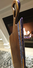 Load image into Gallery viewer, CH225 - 37.5" x 16.25" Black Walnut with Purple pearl and black Epoxy Charcuterie Board / Serving Tray