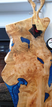 Load image into Gallery viewer, CH227 - 40" x 20" Live Edge Willow Wood with Blue Epoxy Charcuterie Board / Serving Tray