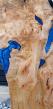 Load image into Gallery viewer, CH227 - 40" x 20" Live Edge Willow Wood with Blue Epoxy Charcuterie Board / Serving Tray