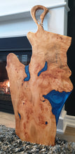 Load image into Gallery viewer, CH227 - 40" x 20" Live Edge Willow Wood with Blue Epoxy Charcuterie Board / Serving Tray