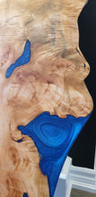 Load image into Gallery viewer, CH227 - 40" x 20" Live Edge Willow Wood with Blue Epoxy Charcuterie Board / Serving Tray