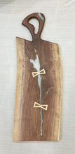 Load image into Gallery viewer, CH230 - 30.5" x 10.5" Live Edge Black Walnut with Pearl Epoxy Charcuterie Board / Serving Tray