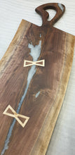 Load image into Gallery viewer, CH230 - 30.5" x 10.5" Live Edge Black Walnut with Pearl Epoxy Charcuterie Board / Serving Tray