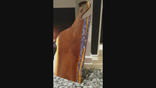 Load and play video in Gallery viewer, CH225 - 37.5" x 16.25" Black Walnut with Purple pearl and black Epoxy Charcuterie Board / Serving Tray
