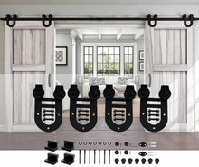 Load image into Gallery viewer, Barn Door Hardware - Double Door -  U Shaped Hangers - 13 ft Track