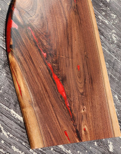 CH250 - 29" x 14.25" Live Edge Black Walnut with Fire Red Epoxy Charcuterie Board / Serving Tray