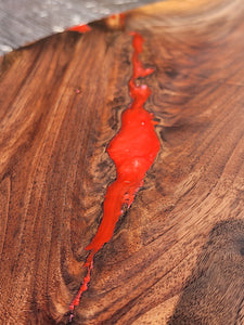 CH250 - 29" x 14.25" Live Edge Black Walnut with Fire Red Epoxy Charcuterie Board / Serving Tray