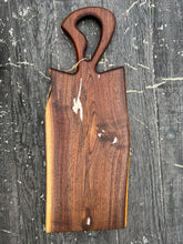 Load image into Gallery viewer, CH242 - 24&quot; x 9&quot; Live Edge Black Walnut with Pearl Red Epoxy Charcuterie Board / Serving Tray
