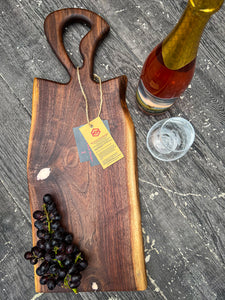 CH242 - 24" x 9" Live Edge Black Walnut with Pearl Red Epoxy Charcuterie Board / Serving Tray