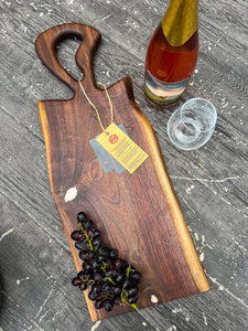 CH242 - 24" x 9" Live Edge Black Walnut with Pearl Red Epoxy Charcuterie Board / Serving Tray