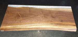 CH229 - 23.75" x 10" Live Edge Black Walnut with Pearl Epoxy Charcuterie Board / Serving Tray