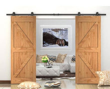Load image into Gallery viewer, Barn Door Hardware - Double Door -  Top Mount Hangers - 13 ft Track
