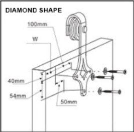 Mini Barn Door Hardware - Single Door - Diamond Shaped Hangers - 72 inch Track